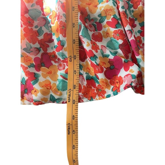 Lillusory Tiered Floral Dress Smocking Sweet Feminine Boho Flowy Coral Pink S - Picture 9 of 12